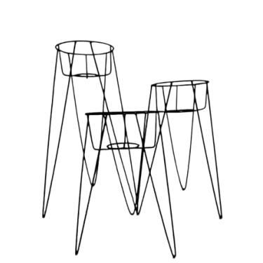 Imagem de Kit 3 Tamanhos Suporte Tripe Plantas Alto 65-50-40cm Com Fundo Pra Vaso Pote 21(40-30-20)