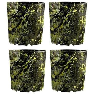 Imagem de Copo de Whisky 300ml Conjunto 4 Copos Para Suco Drink Whisky De Vidro Grosso (Personalizado) Verde com Preto