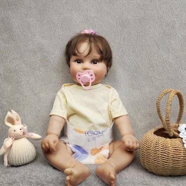 Imagem de WKMRH Bebê Boneca Reborn Realista Menina,Boneca Reborn Abra seus olhos Original Macio Pintura de Corpo Vinil Corpo Inteiro Silicone Lavável