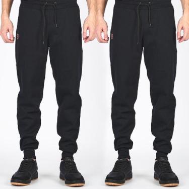 Imagem de Kit 2 Calças Jogger de Moletom Peluciado Masculino - Shenus, M, Preto,