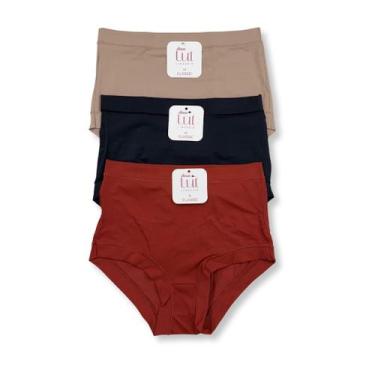 Imagem de Kit c/ 3 Calcinha Cintura Alta em Microfibra Canelada Lut, GG