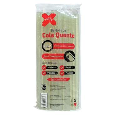 Imagem de Bastões de Cola Quente Semi Transparentes 1kg MAKE+, Grossos (11,2 x 3