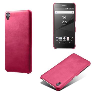 Imagem de Capa para Sony Xperia Z5 Plus,Proteção contra quedas,Casca de volta de cor sólida simples,Design de couro de imitação de plástico-Rose