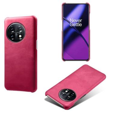 Imagem de Capa para Oneplus 11,Proteção contra quedas,Casca de volta de cor sólida simples,Design de couro de imitação de plástico-Rose