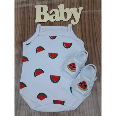 Imagem de Conjunto Sandália Com Body Alcinha Fruta Bebe Menina Roupa Verão Estam
