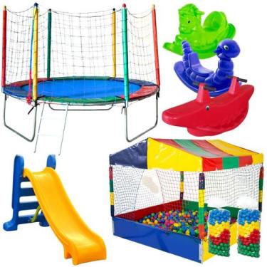 Imagem de Kit Parquinho Pula Pula 2,30m Casinha de Bolinhas 1,50m com 1000 Bolin