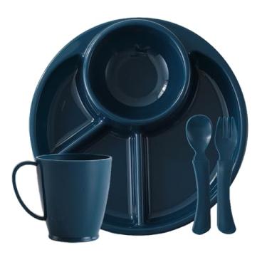 Imagem de Pratos divididos para adultos, bandeja de comida reutilizável para crianças, utensílios de mesa de jantar para pré-escola, restaurante, casa, acampamento, piquenique, festas, catering, eventos