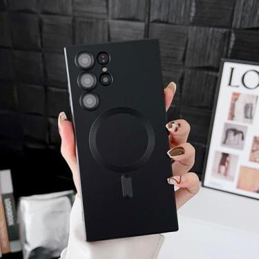 Imagem de HJZSZX Capa protetora para celular Samsung S24Plus Luxury Magnetic Wireless Charging (para Samsung S24Plus/preto)