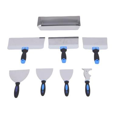 Imagem de Garosa 8pcs de Aço Inoxidável Drywall Raspador Corte de Lama Conjunto Com Extremidade do Martelo para Ferramentas de Trabalho de Parede, Aderência Ergonômica