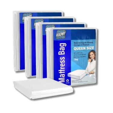 Imagem de Sacos de colchão resistentes para mudança ou armazenamento tamanho solteiro - capa de plástico de 5 mm de espessura - solução de armazenamento reutilizável - protetor de cama premium (4, Queen)