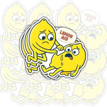 Imagem de 3 pçs adesivo de limão com desenho animado engraçado limão ajuda adesivo punny humor vinil decalque impermeável para laptop, garrafa de água, copo, carro, capacete – presente fofo para amigos, colegas