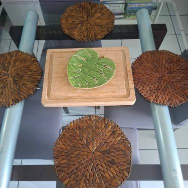 Imagem de Kit 4 Lugares Americanos Madeira Marrom Redondo Porta Pratos