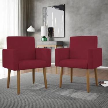 Imagem de Kit 2 Poltronas Decoração Sala de Estar Recepção Salão - Balaqui Cor:Marsala