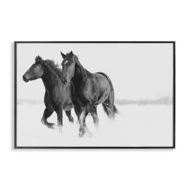 Imagem de Stupell Industries Cavalos de inverno galopantes preto emoldurado por Amy Carroll, 12 x 18