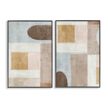 Imagem de Stupell Industries Conjunto de arte giclée emoldurado em preto geométrico subtle drifts 2 peças por Emma Peal, 76 x 50 cm