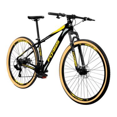 Imagem de Bicicleta aro 29 masculina forss 5.0 21v, 21, Preto fosco, Amarelo
