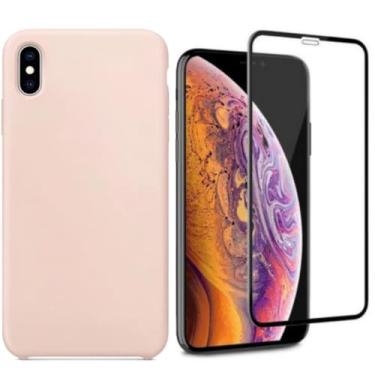 Imagem de Capa Capinha Para iPhone Xr Nude Aveludada + Película 3D