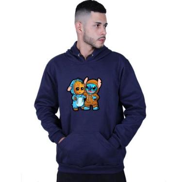 Imagem de Moletom Unissex Canguru Lilo stitch And Groot - Lafre, Azul marinho, G