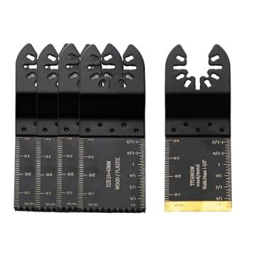 Imagem de TMAX 5 peças de lâminas de serra oscilantes de titânio, lâminas multiferramentas, lâmina de ferramenta oscilante, corte de metal para pregos de madeira, parafusos, plástico, compatível com Milwaukee