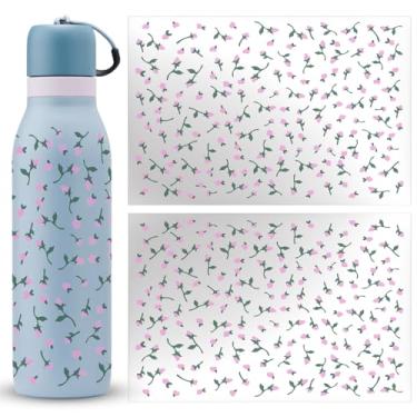 Imagem de 2 peças de adesivos de flores para garrafa de água Owala FreeSip Twist 510 g 680 g, acessórios de laços Owala, adesivos à prova d'água, adesivos fofos para adolescentes, meninas, crianças e adultos