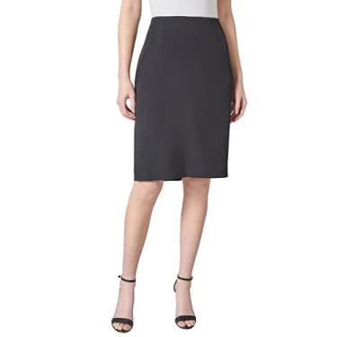 Imagem de Kasper Saia lápis feminina de crepe elástico na altura do joelho, Preto, 38