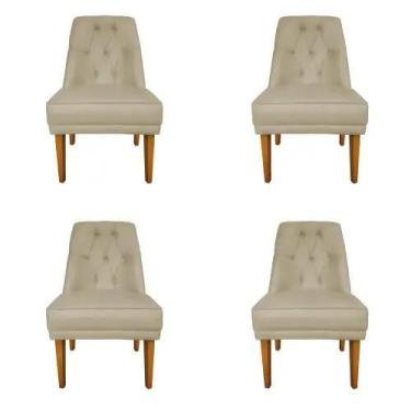 Imagem de Kit 4 Cadeiras Para Sala De Jantar Escritório Estofada Berlim Retro Su
