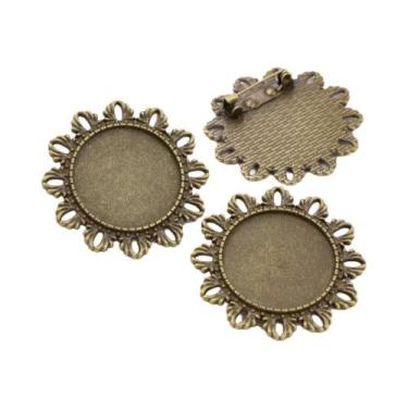 Imagem de Broche de Bronze Banhado a Prata - Estilo Folhas - 5 Peças com Base pa