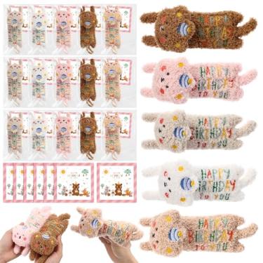 Imagem de Civaner Conjunto de 25 mini ursos de pelúcia de aniversário com cartões de 16 cm pequenos animais de pelúcia para presentes de aniversário, recompensas de Natal, enchimentos de saco