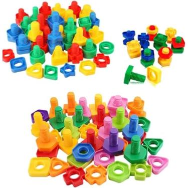 Imagem de Brinquedo de Montar Infantil Colorido — Blocos Plásticos Interativos com Parafuso Encaixar
