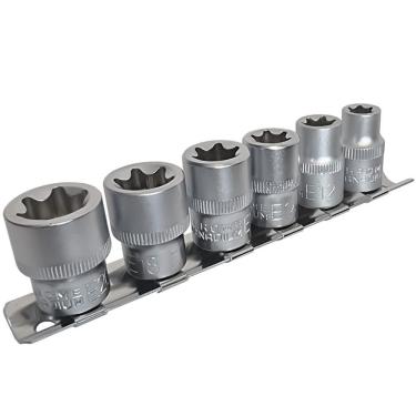 Imagem de Jogo de soquete torx fêmea 3/8 pol. 6 peças eda 10-20mm