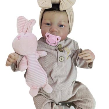 Imagem de Bebê Reborn Menina Olhos Abertos Cabelo Implantado Fio A Fio Realista