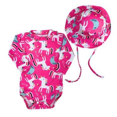 Imagem de Kit Body + Chapéu Bebê Proteção Solar Praia Piscina Verão - Fofotinhos
