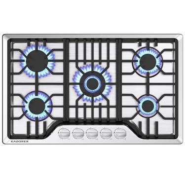 Imagem de VANSTON Fogão A Gás Embutido de 30", 5 Queimadores Selados Itália Sabaf Rangetop A Gás 41.800 Btu, Ng/Glp Conversível, Fogão A Gás de Aço Inoxidável com Queimador Penta com Proteção de Termopar, 120 V