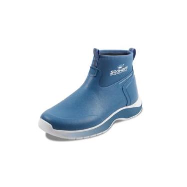 Imagem de FISHOOZ Sapato masculino DryRun para pesca no tornozelo | Estrutura de bota de neoprene 100% impermeável, forro de malha respirável, revestimento de borracha natural à prova de tempestade, Azul/branco