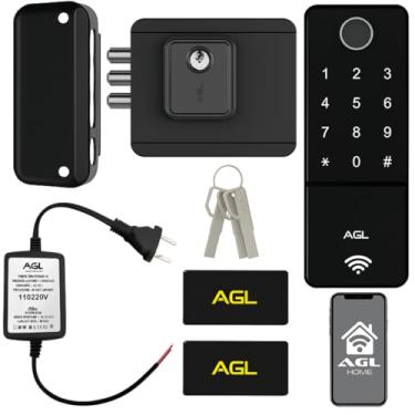 Imagem de Fechadura De Portao Wifi Agl Digital Inteligente Ultra Touch Biometria 2 Tag Senha Aprova De Água Alarme Chave E-Code Externa e Interna