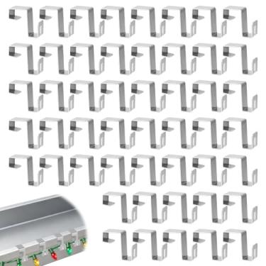 Imagem de 50un Ganchos para Calhas Luzes Natal, Liga Alumínio Luzes de Natal ao ar Livre Clipes Ganchos por Pendurar Lâmpadas de Corda Reutilizáveis para Jardim e Feriados Decoração Suprimentos