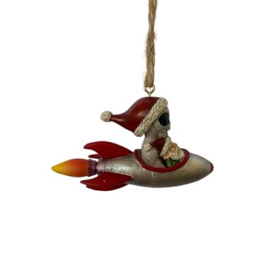 Imagem de Enfeite de árvore de Natal Bella Haus Christmas Shoppe Andre' & Fritz Rocket | Alien and Gnomos Friendship Blast Off Together | Decoração de férias de resina engraçada para amantes de ficção