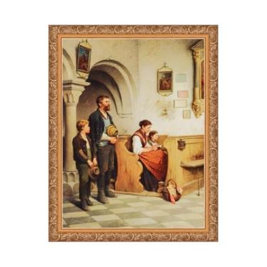 Imagem de Quadro Família Camponesa na Igreja com moldura (P)