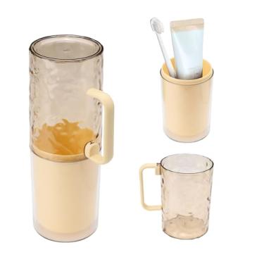 Imagem de SNOMEL Pasta de dente e escova de dentes estojo de viagem com alça removível, suporte de escova de dentes coberto para viagem, porta-escova de dentes portátil, recipientes de copo para viagens ao