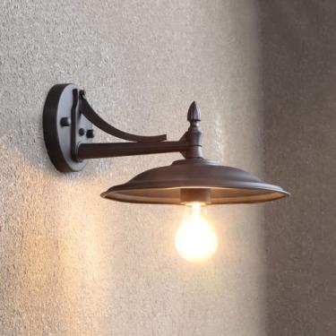 Imagem de Luminária de parede industrial vintage para área externa, luminária de metal para montagem em parede, luminária de parede externa à prova d'água para entrada, porta, pátio e jardim (cor: esc