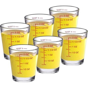 Imagem de Amazing Abby - Melinda - Pacote com 6 copos medidores de plástico, copos de shot inquebráveis de 59 ml, jarros de medição de grau alimentício, empilháveis e seguros para lava-louças, ótimo para