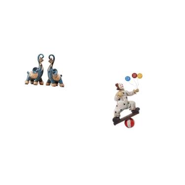 Imagem de Fenteer Coleção de Esculturas Modernas de Elefante E Palhaço em Resina, Ornamento para Artesanato, para Mesa, Prateleira, Centro de Mesa, Decoração para Casa,