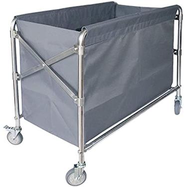 Imagem de Prateleira carros móveis carro de lavandaria com rodas classificador de roupa cesta de lavandaria dobrável com sacos removíveis organizador de brinquedos com rodas, resistente, cinzento