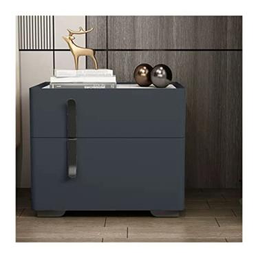 Imagem de Mesa de cabeceira, mesa lateral moderna com 2 gavetas, armário de armazenamento para quarto (1, cinza escuro) mesa de cabeceira (cor: direita, tamanho: L50xD40xH50cm) (esquerda L40xD40xH45cm)