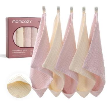 Imagem de Toallitas para Bebé Momcozy Paquete de 5, 25x25 cm, Algodón de 4 Capas