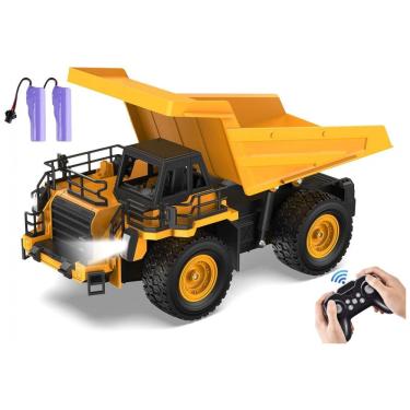 Imagem de Caminhão Basculante de Controle Remoto 9 Canais na Escala 1:18, Brinquedo de Construção com Luzes e Sons Realistas, Rodas Todo-Terreno