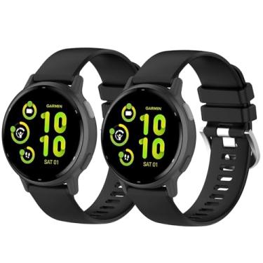Imagem de Pacote com 2 pulseiras à prova d'água compatíveis com Garmin Vivoactive 6/Garmin Vivoactive 5/Garmin Vivoactive 3/Garmin Forerunner 165, pulseira de substituição clássica macia esportiva de 20 mm