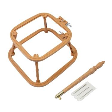 Imagem de KiBcsLic Bastidor de bordado de mesa, bastidor de ponto cruz, portátil, expositor, de bordado, de agulha perfurada para costura de bordado e quilting, Cáqui