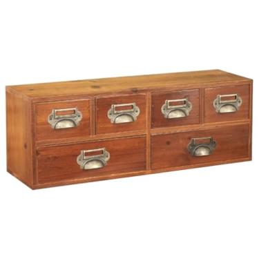 Imagem de KiBcsLic Caixa de armazenamento de mesa, recipiente, caixa decorativa com 6 gavetas, organizador, ornamento para corredor, armário escolar, uso diário, sala de