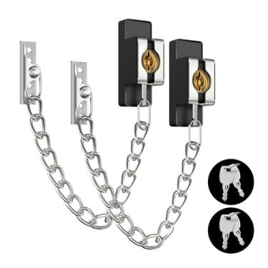 Imagem de Cadeado de corrente de porta resistente, trava de porta de segurança resistente para porta da frente porta interna com chave, fechadura de porta para criança, porto, hotel, quarto, janela (prata